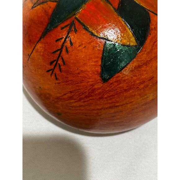 Beautiful Handpainted signed ornate Christmas ornament Gourd 4.5” Decor - Picture 3 of 7